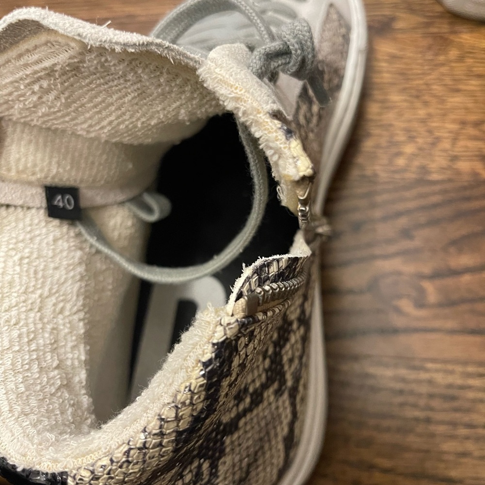 P448 High Top Sneaker Silver Python Snake Leather… - image 5